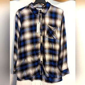 Woman's WORKSHOP Republic Clothing Plaid Button Down BNWT Size 3XL